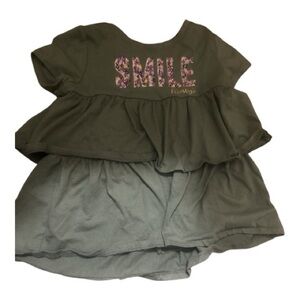 Green Ruffle Shirt with 'Smile' Detail